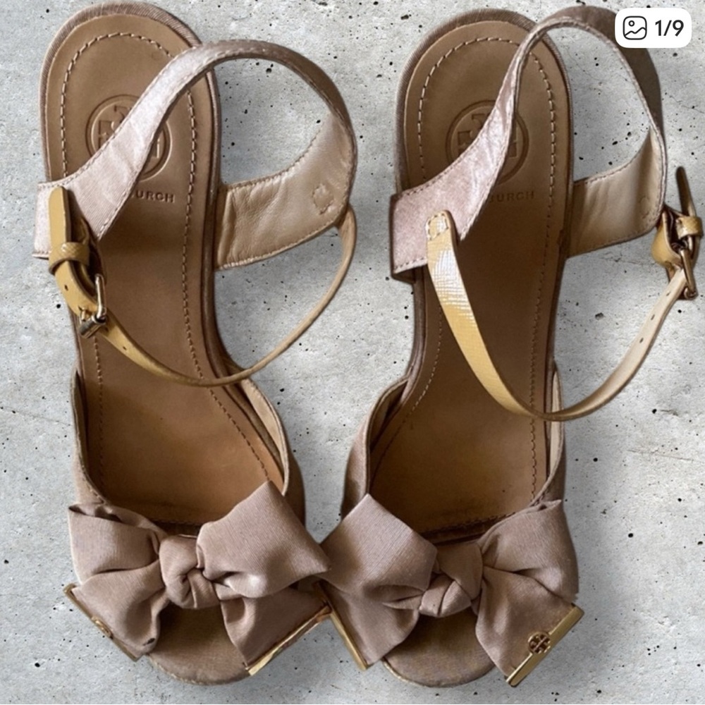 Tory Burch Tan Espadrilles with Bow Detail